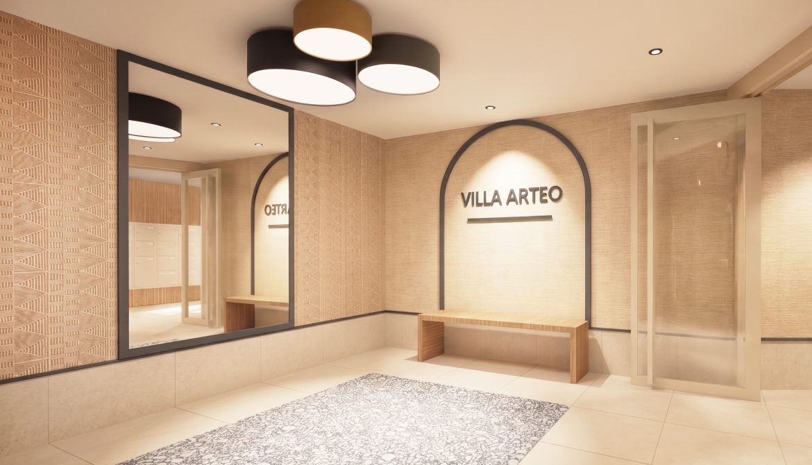Non-contractual visual of the Villa Arteo entrance lobby