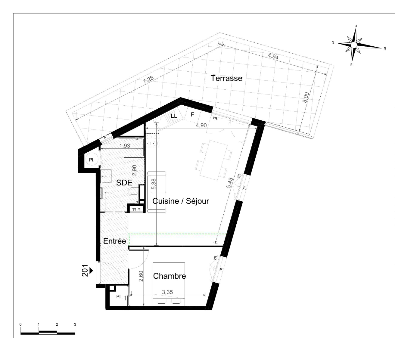 Original floor plan for Villa Lucet apartment 201 in Beausoleil
