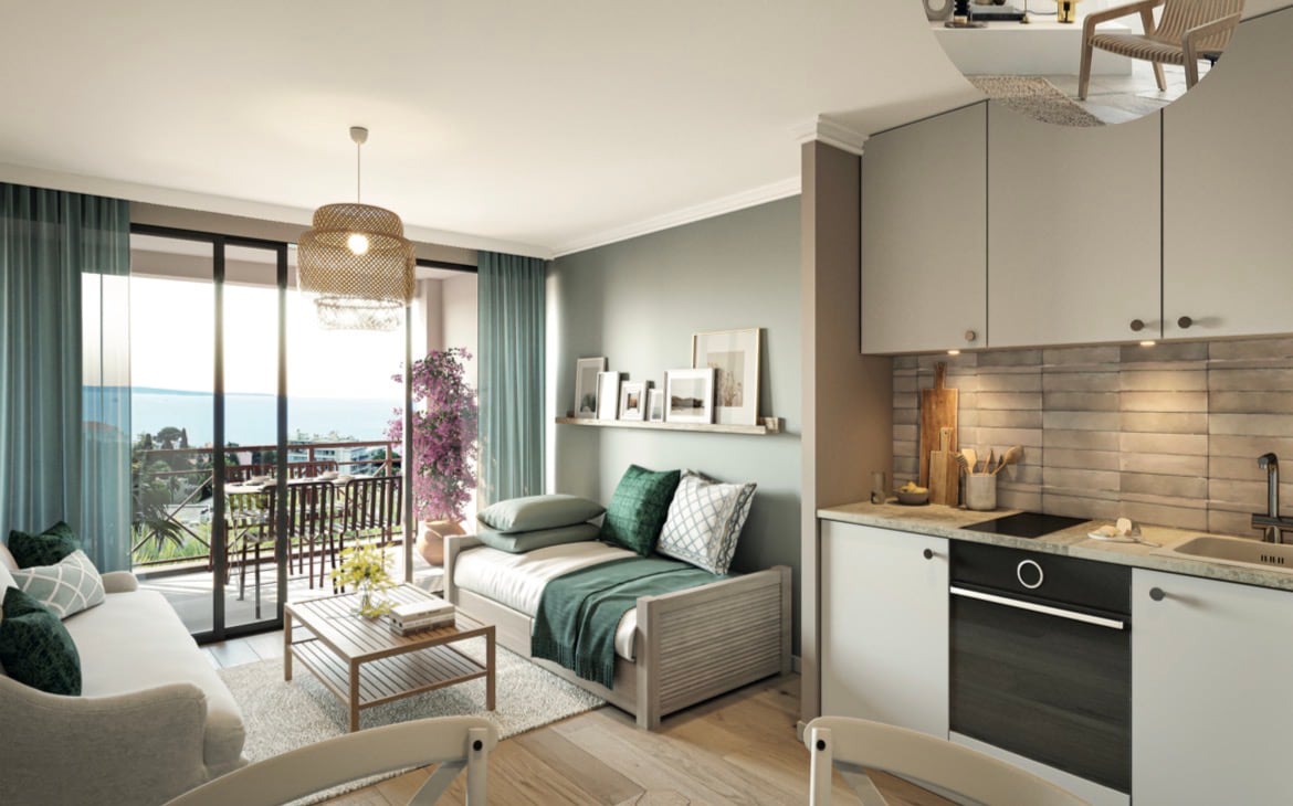 Two-bedroom duplex interior at Villa des Peintres