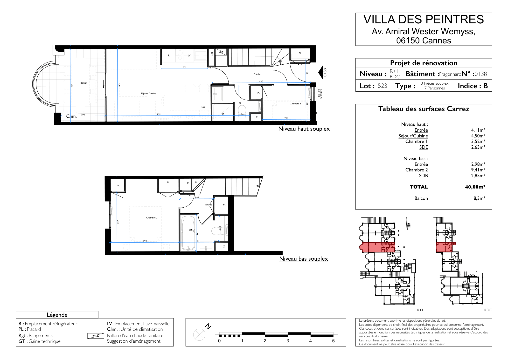 Exact floor plan for Villa des Peintres lot 523 unit 0138