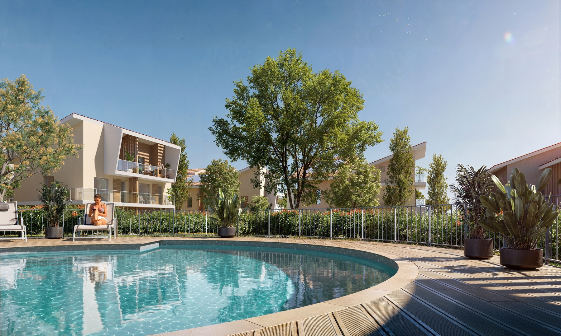 Illustration of the development pool and surrounding buildings — Illustration non contractuelle